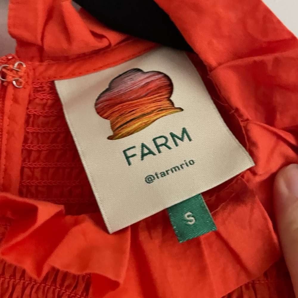 Farm Rio Cotton Ruffled Orange Blouse - Picture 2 of 5